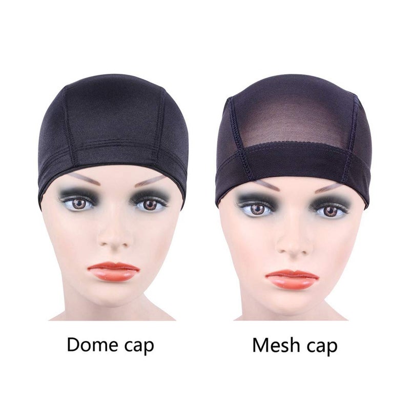 YANTAISIYU 5 Pcs/Lot Black Dome Cap Wig Caps Stretchy Wig Cap with Wide Elastic Band for Making Wig (Dome Cap L) - Image 2